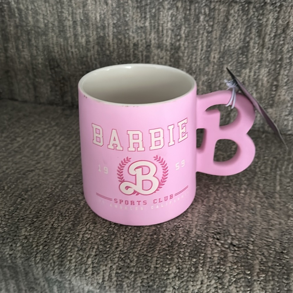NWT Barbie Pink Mug Barbie Sports Pink Coffee Cup Ceramic Barbie Coffee Cups